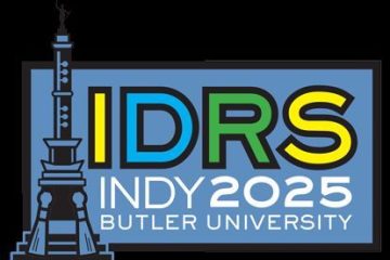 Graphic in blue, yellow, black, green, white, and black for the International Double Reed Society Conference.